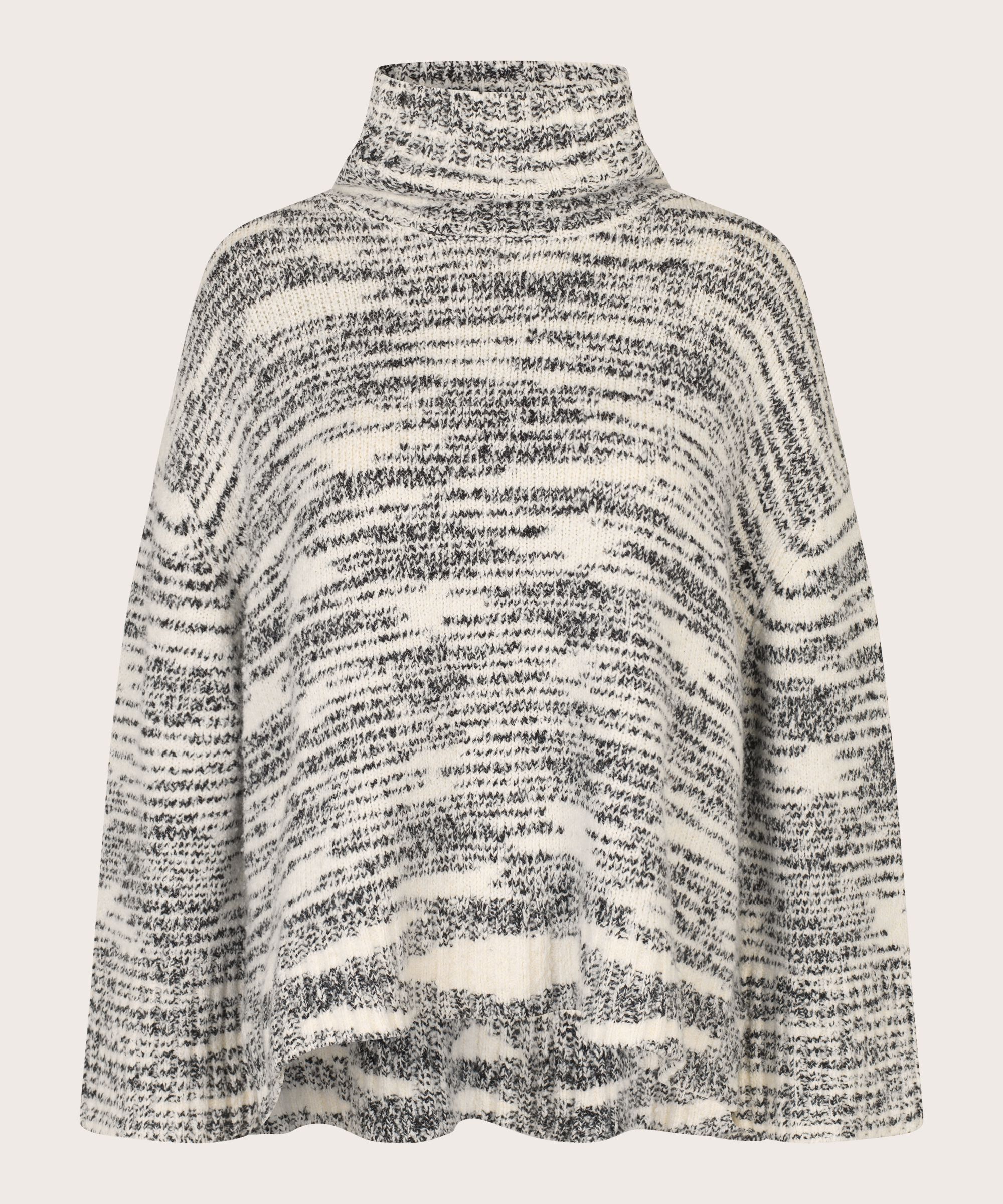 pull en maille à col montant et bords côtelés, Black