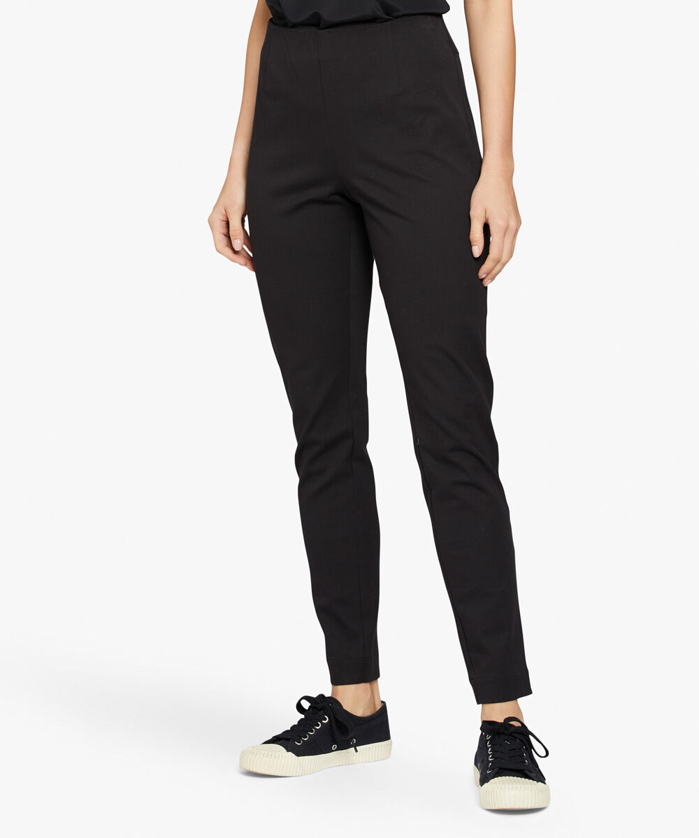 pantalon pr&egrave;s du corps en coton stretch et taille &eacute;lastique, Black