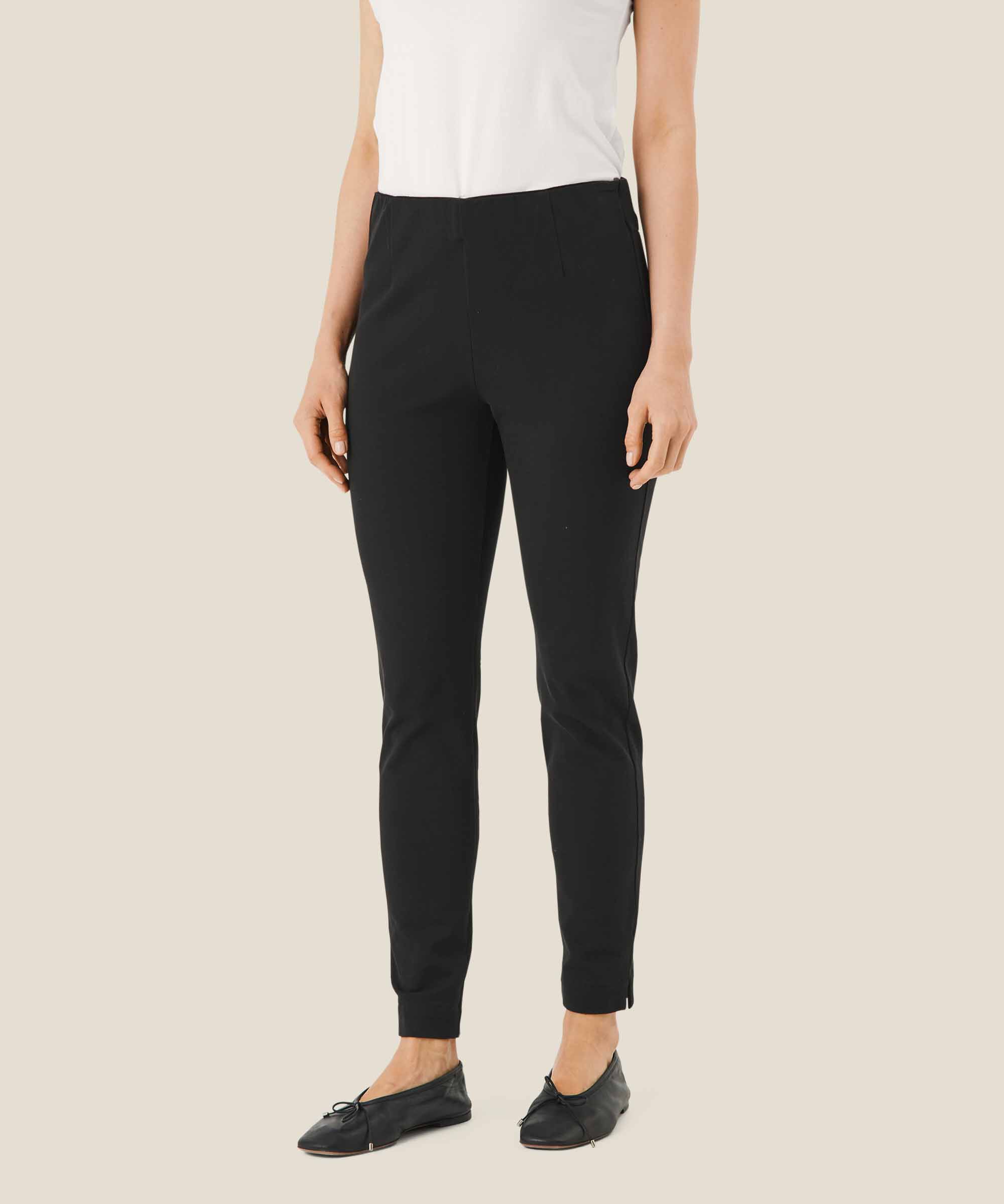 pantalon près du corps en coton stretch et taille élastique, Black