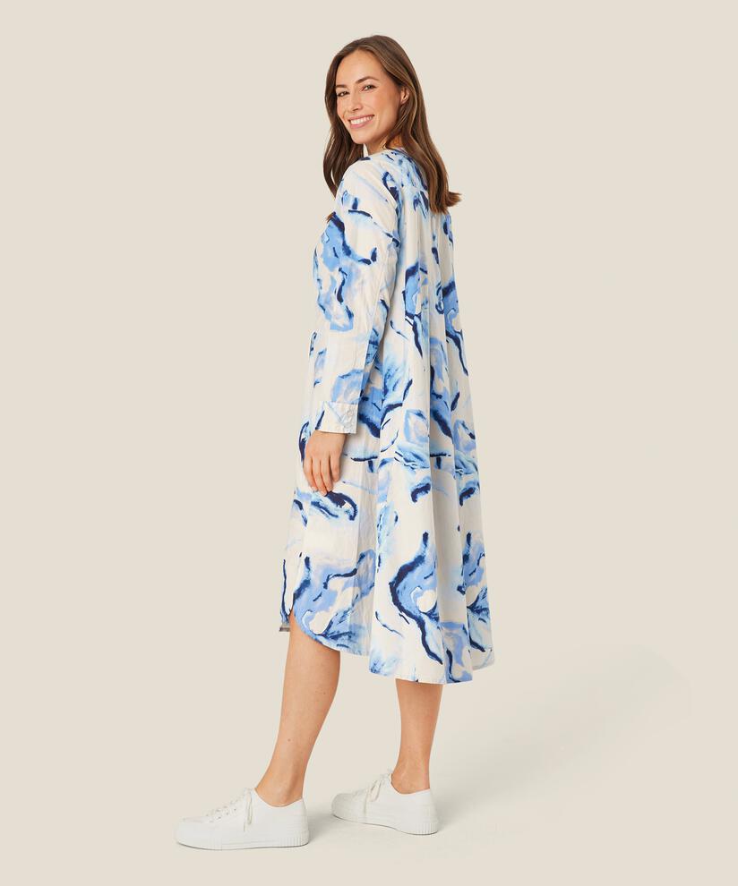 robe en coton avec lien à la taille et fentes sur le côté, Powder Blue