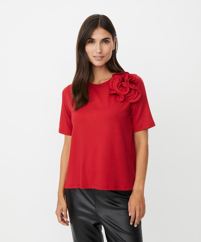 T-shirt avec broche fleur amovible, Scarlet Sage