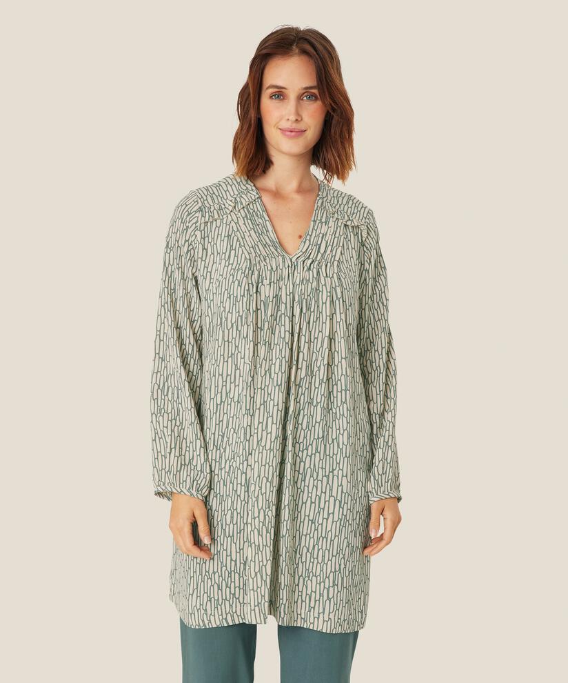 tunique en viscose avec col v et mollet, Balsam Green