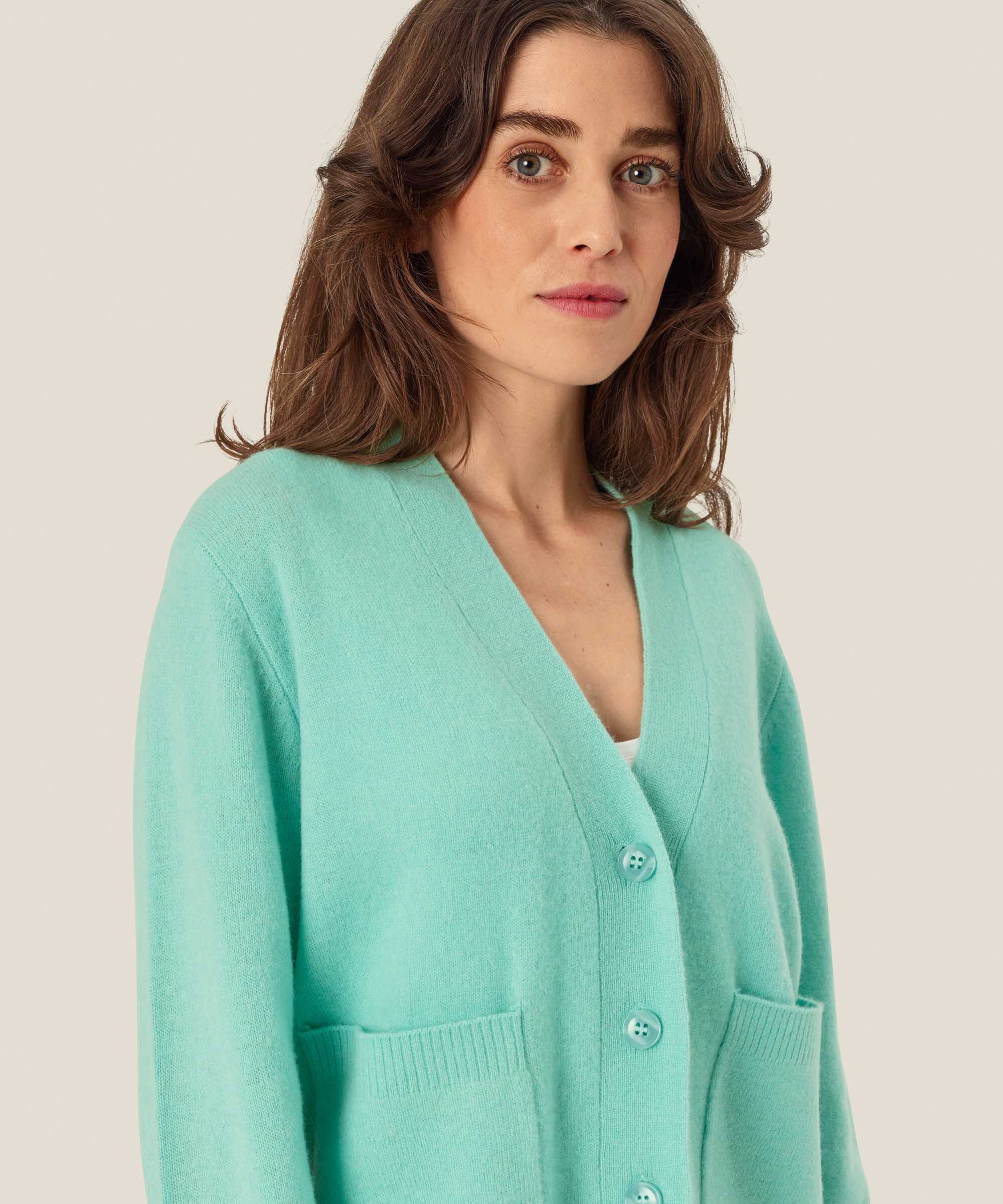 cardigan en laine douce avec poches devant, P. Turquoise