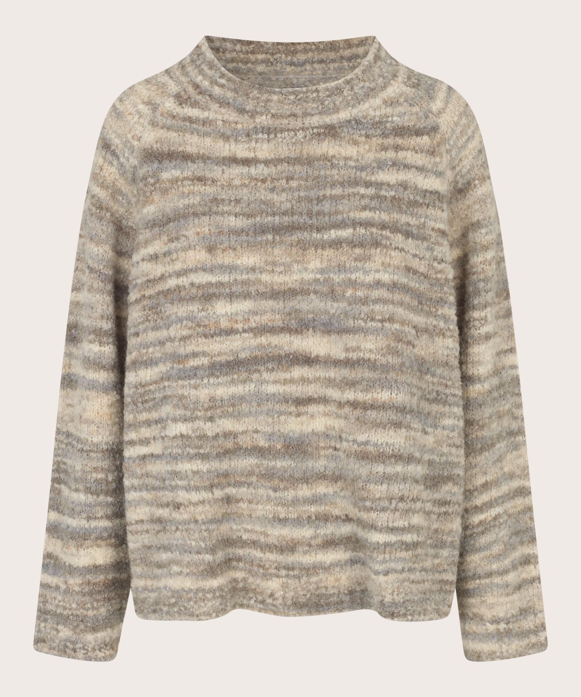 pull en maille mélangée à col rond, L. Grey mel.