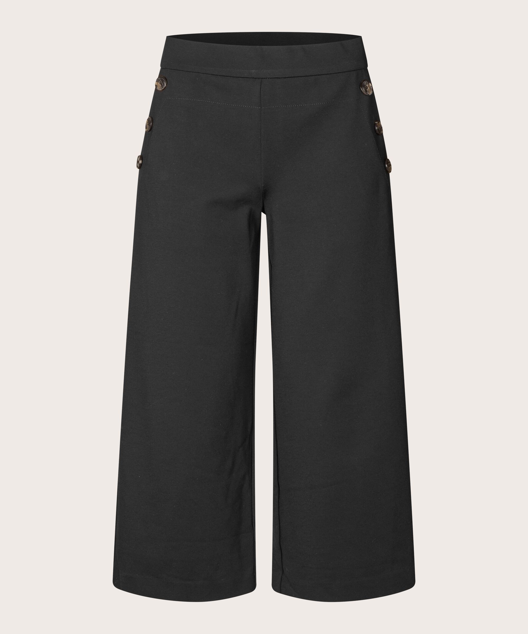 Pantalon En Jersey Épais Avec Détails De Boutons, Black