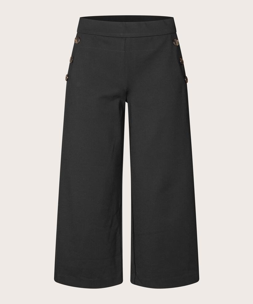 Pantalon En Jersey Épais Avec Détails De Boutons, Black
