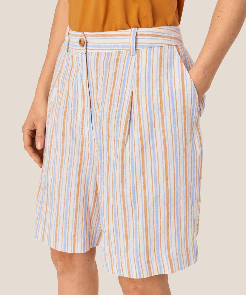 short en lin rayé avec élastique au dos, Inca Gold