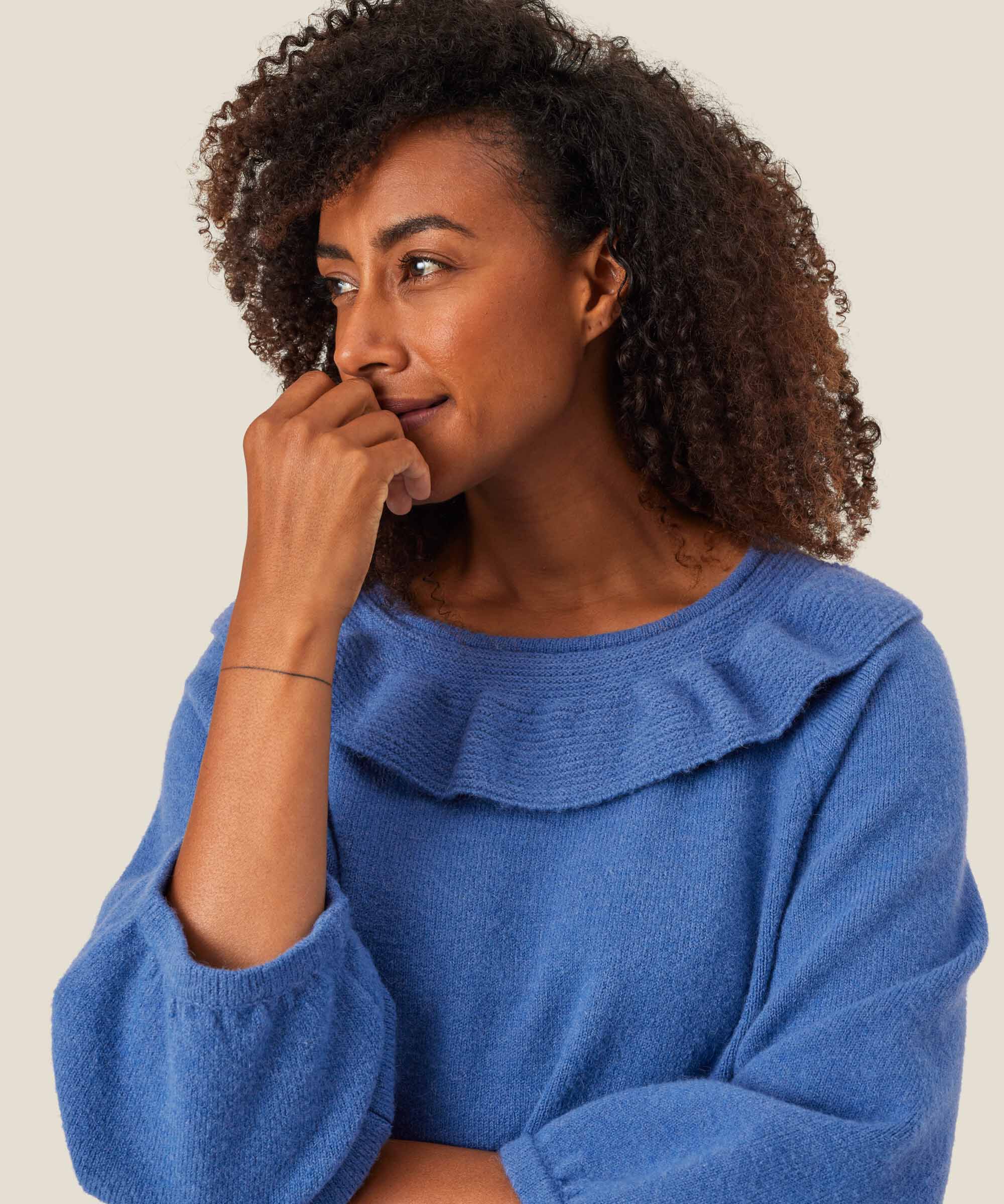 pull en maille avec col côtelé, Federal Blue