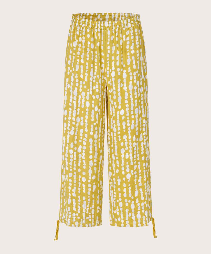pantalon en coton imprimé avec taille élastique, Oil Yellow