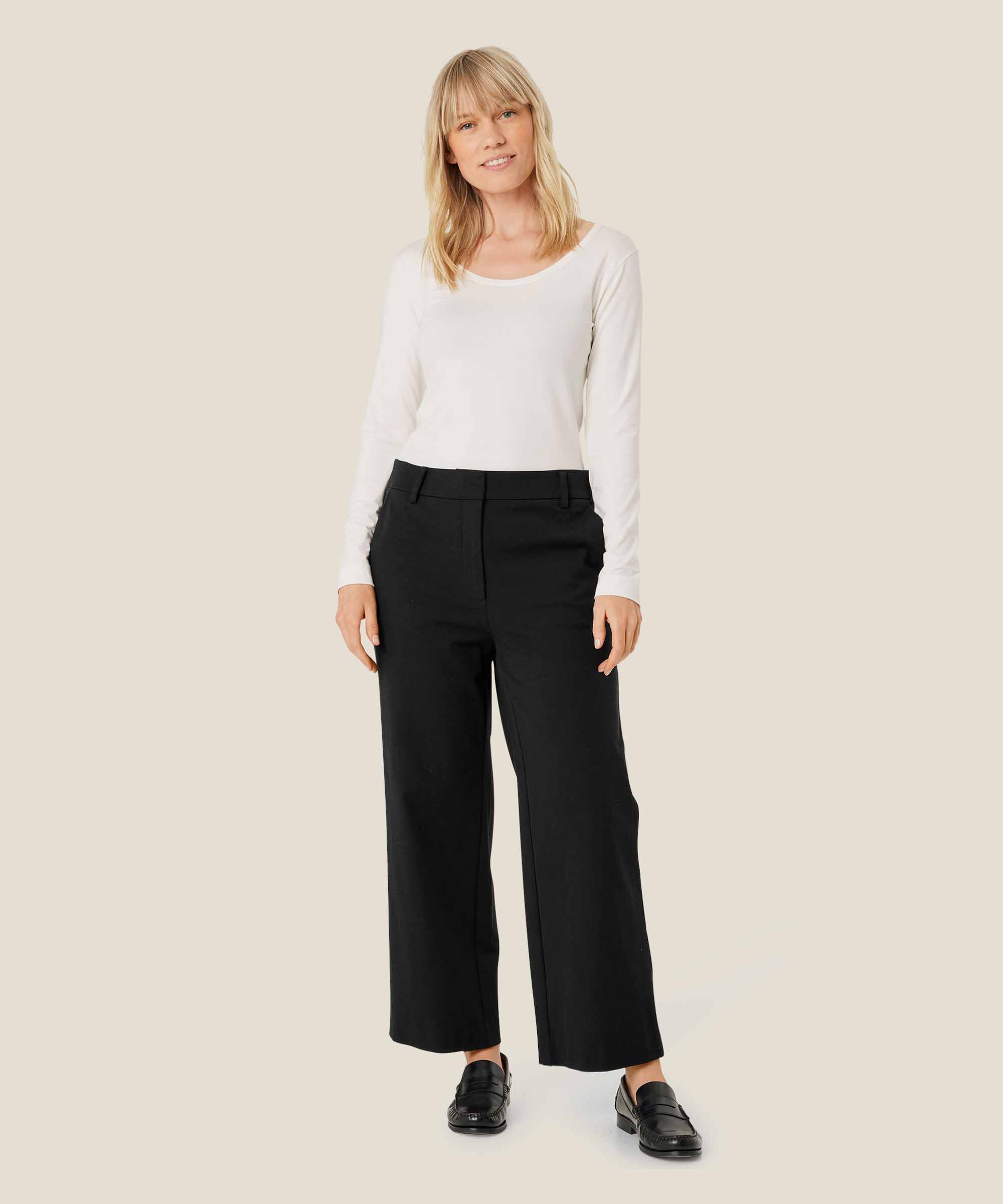 pantalon en coton épais avec poches fendues, Black