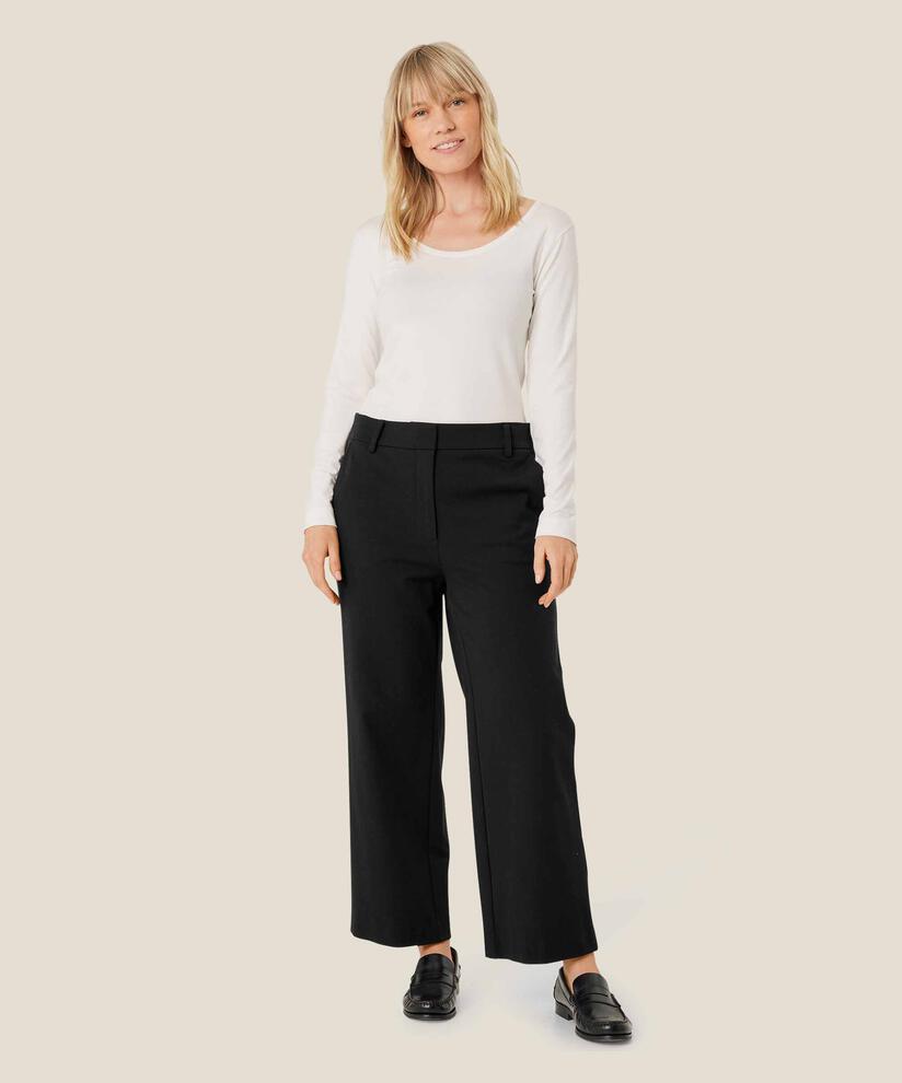 pantalon en coton épais avec poches fendues, Black