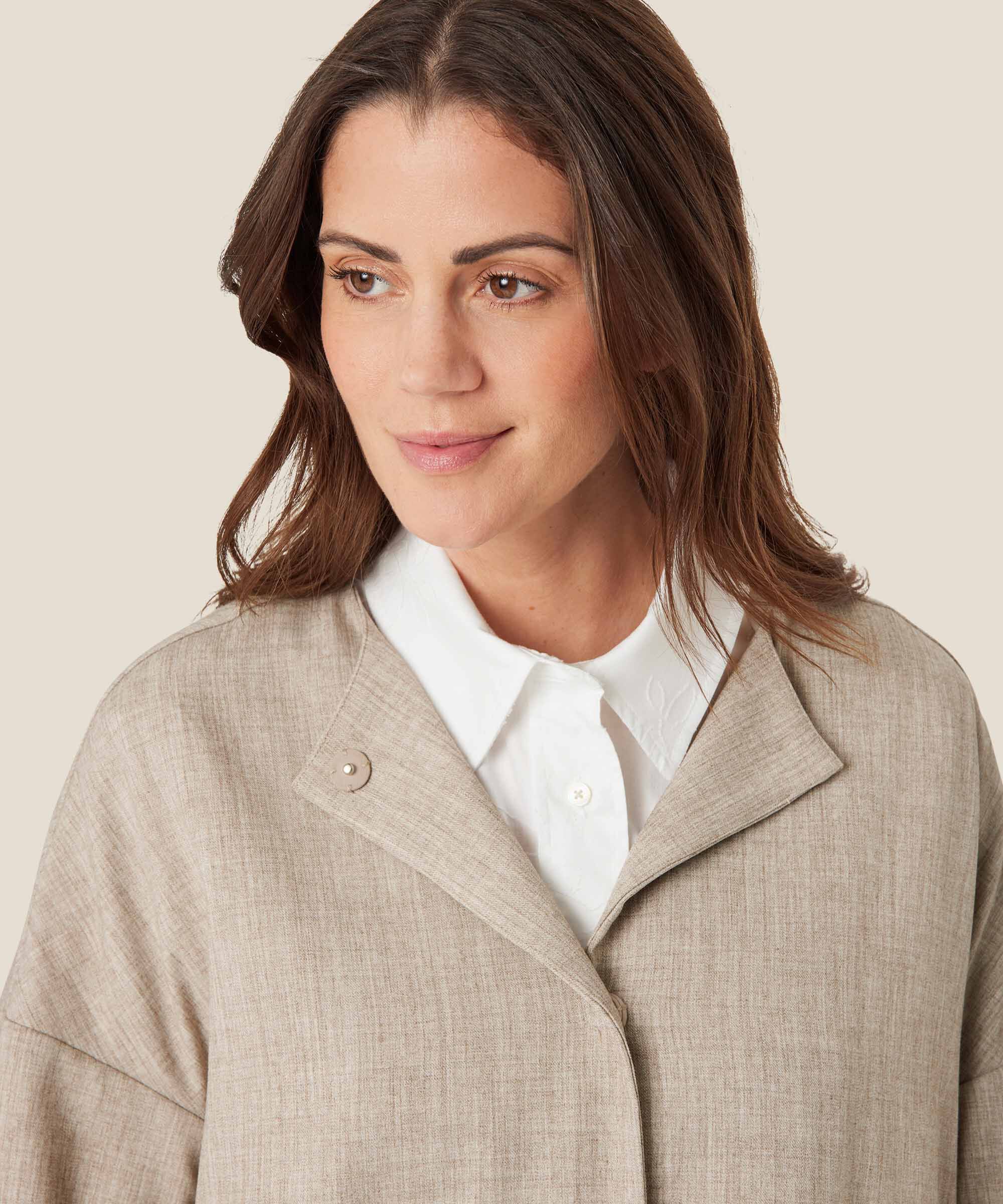 veste avec poches et boutons cachés, Beige melange