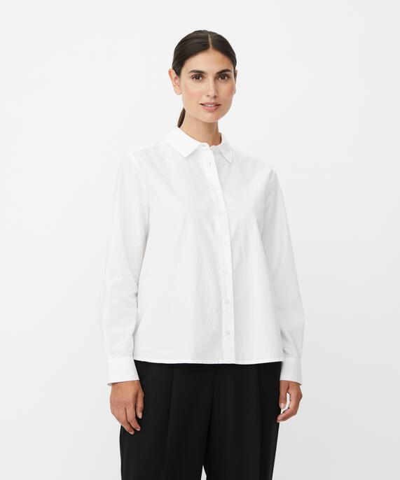 chemise en coton avec dos plus long, White
