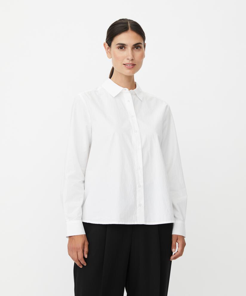 chemise en coton avec dos plus long, White