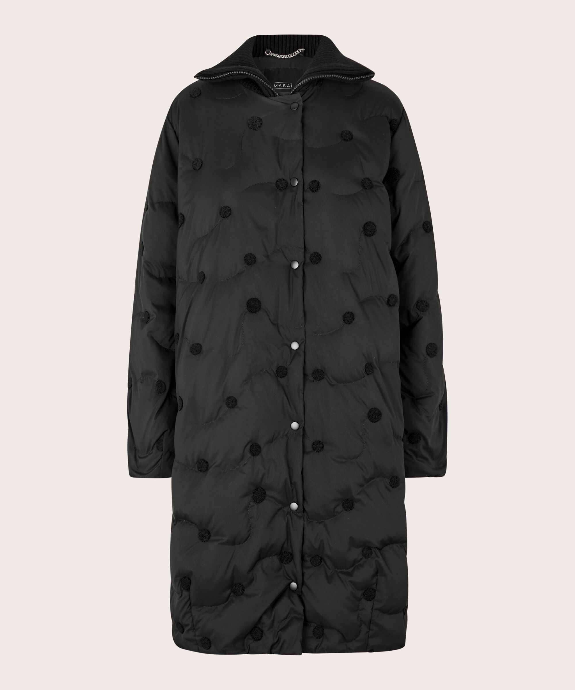 manteau en duvet avec détails côtelés, Black