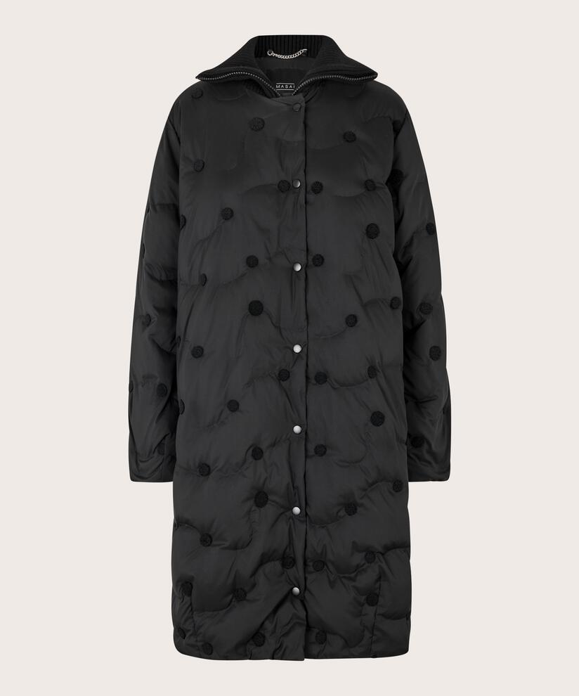 manteau en duvet avec détails côtelés, Black
