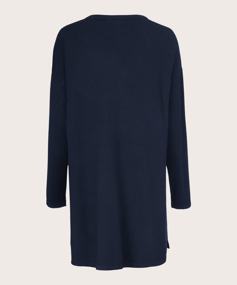 Cardigan En Fine Maille Coupe Droite, Navy