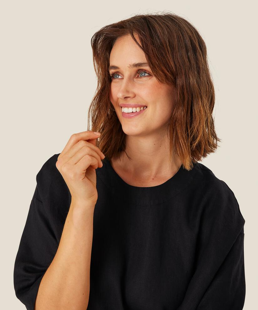 blouse en viscose à manches 1/2, Black
