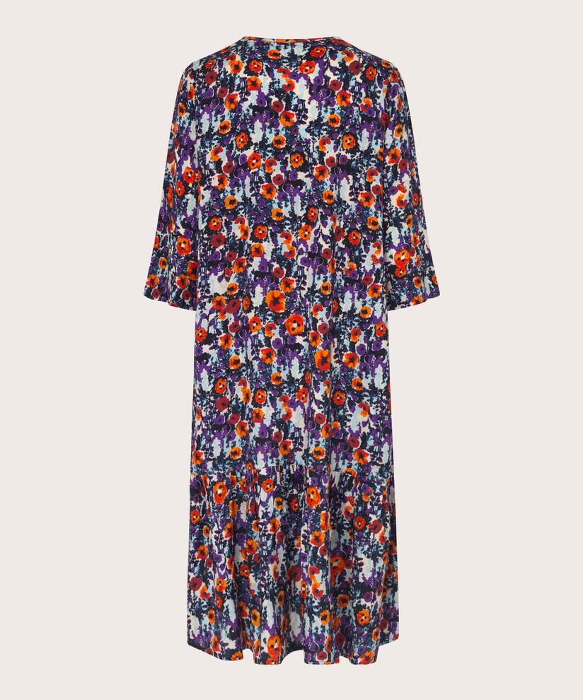 Robe fleurie en viscose avec liens et poches fendues, Meadow Violet