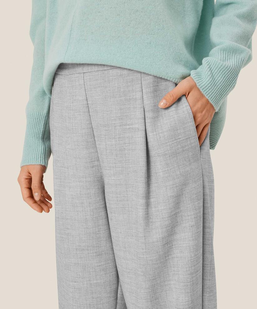 pantalon à jambes droites et taille élastique à l'arrière, L. Grey mel.
