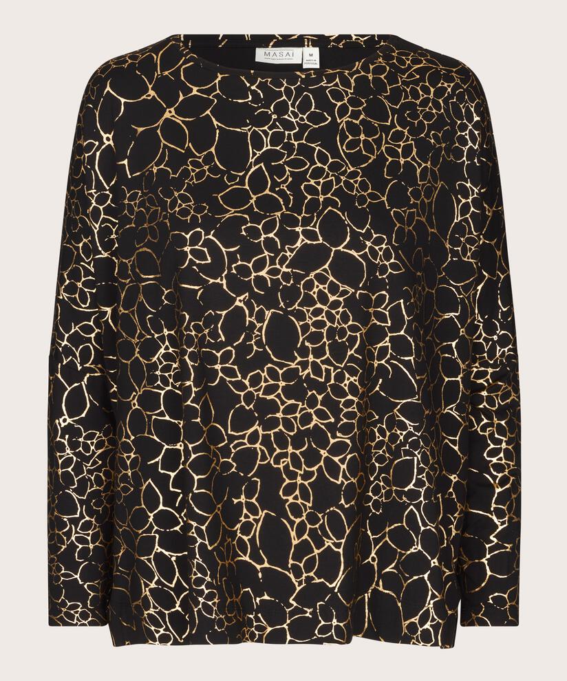 top en jersey oversize à manches étroites et imprimé doré, Gold