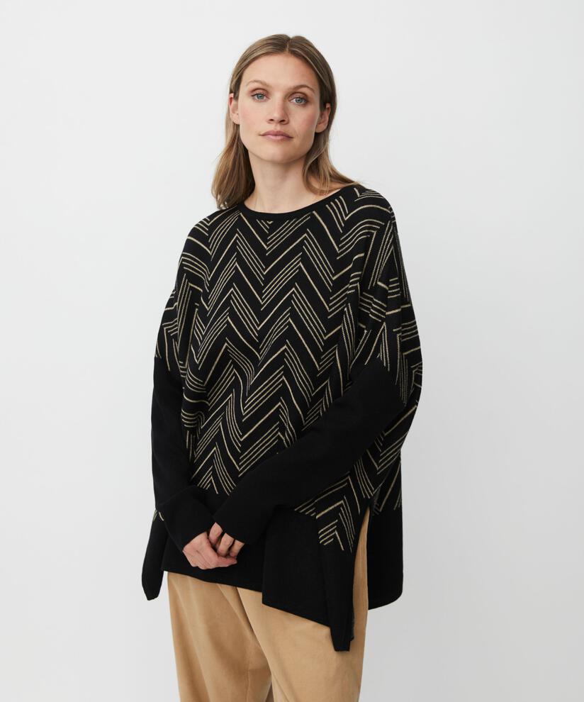 pull en maille oversize avec fil pailleté, Black