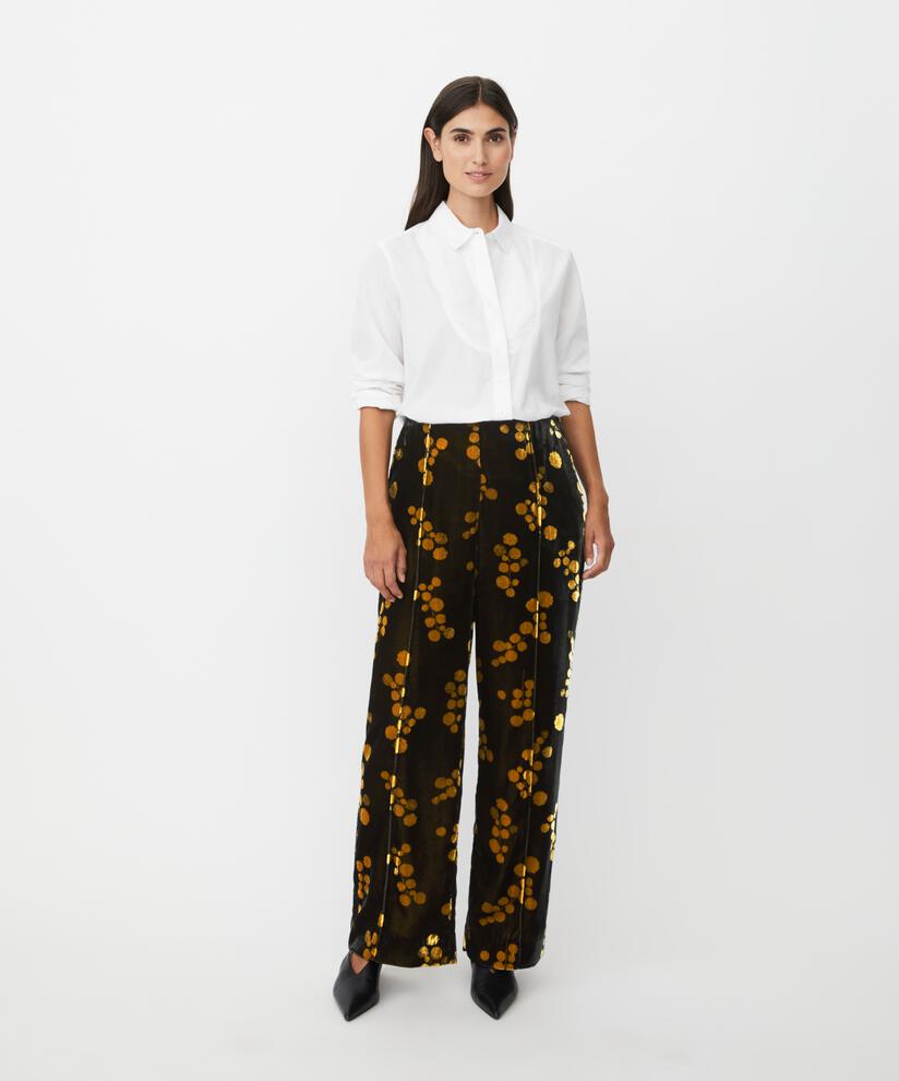 pantalon en velours imprimé avec taille élastique, Rubber