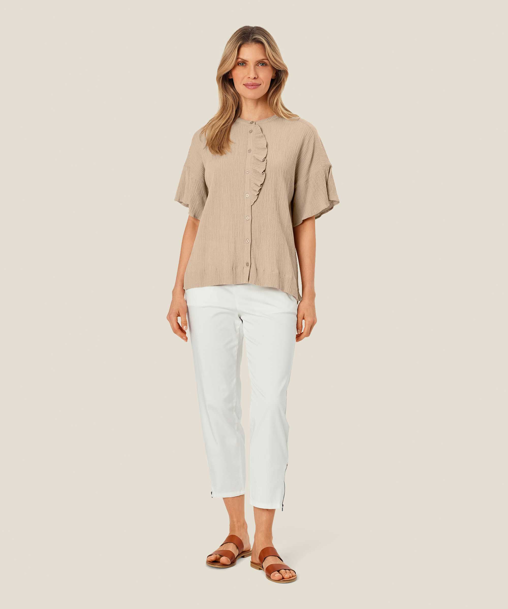 chemise en coton mélangé à manches courtes, Safari
