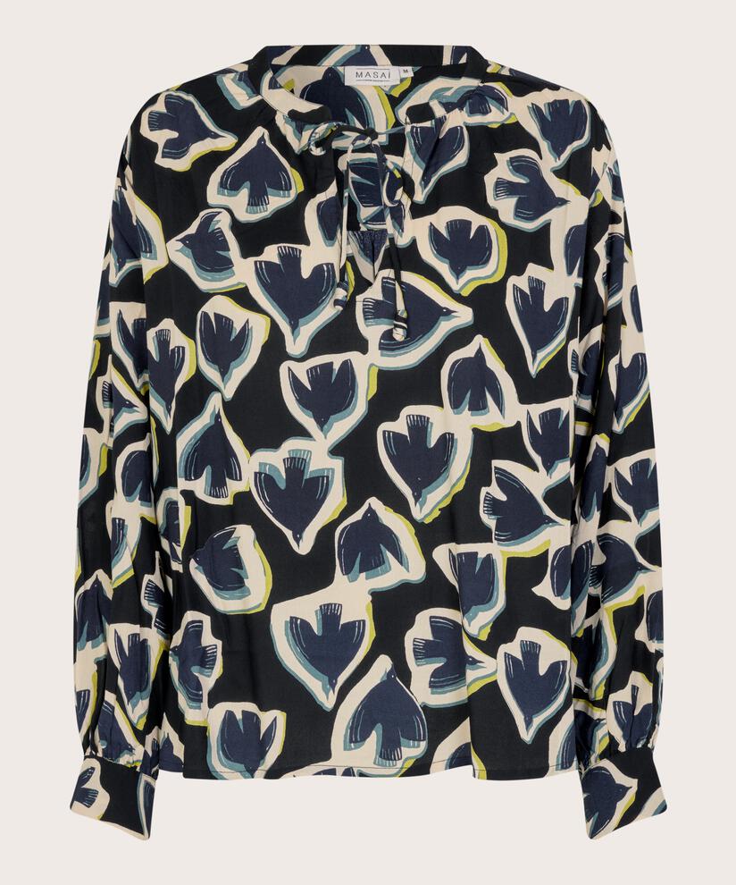 blouse en viscose avec lien dans le cou, Maritime Blue