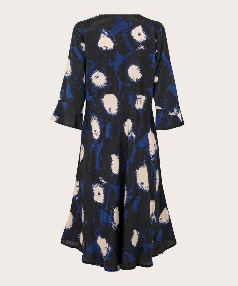 Robe En Viscose À Manches Trompette, Maritime Blue
