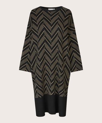 robe en maille fine avec fil pailleté et fente latérale, Black