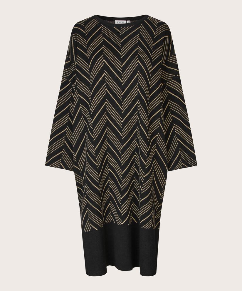 robe en maille fine avec fil pailleté et fente latérale, Black