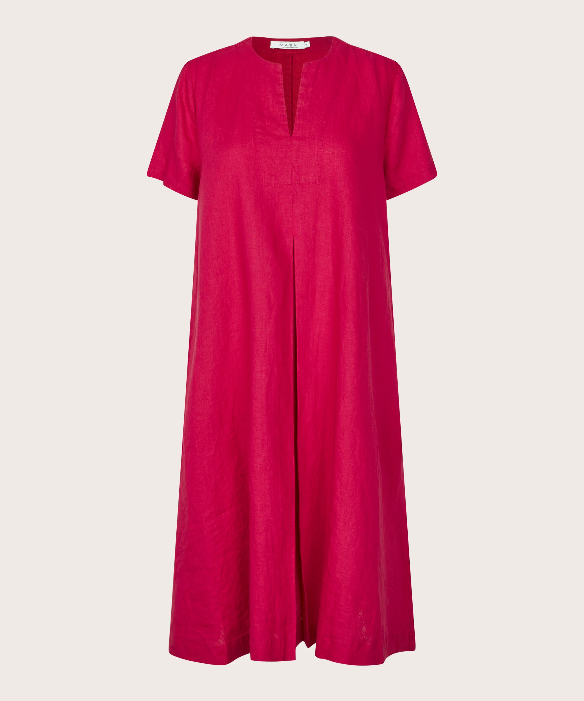 robe en lin à manches courtes avec poches fendues, Persian Red