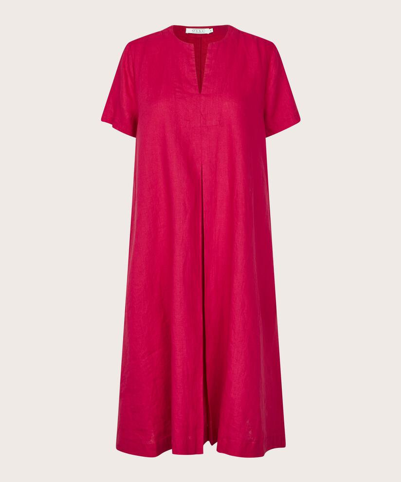 robe en lin à manches courtes avec poches fendues, Persian Red