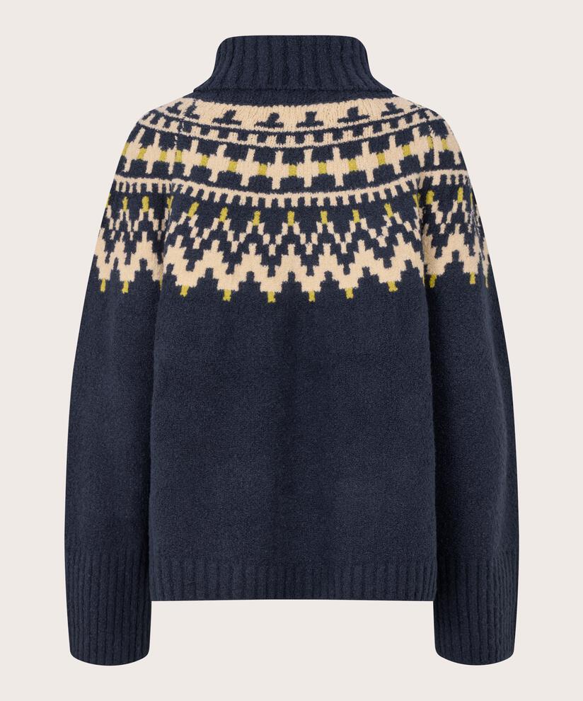 pull à col roulé avec bords côtelés, Navy Blazer