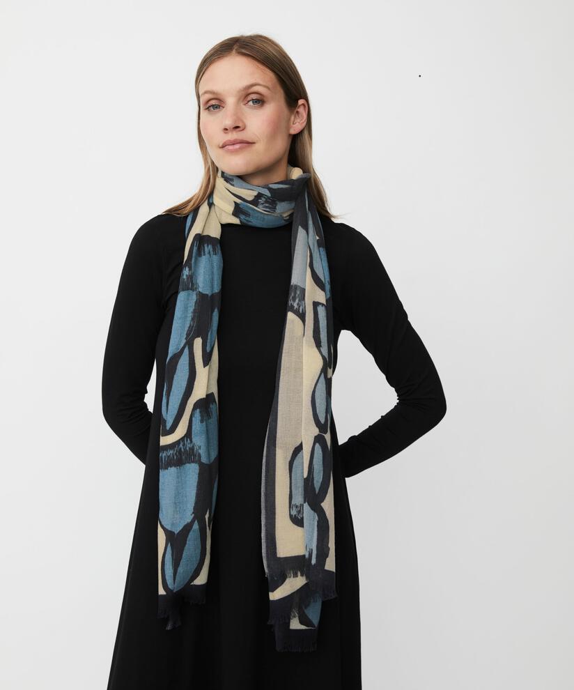 écharpe en laine à motifs, Proven Blue