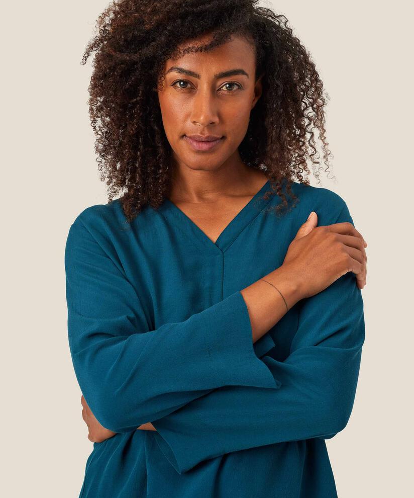 Blouse En Viscose À Col V, Reflect Pond