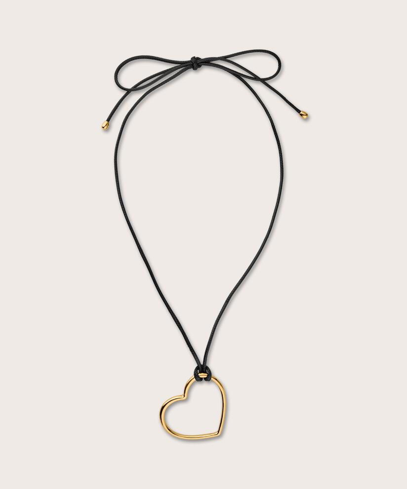 cordon en cuir avec coeur plaqué or, Gold