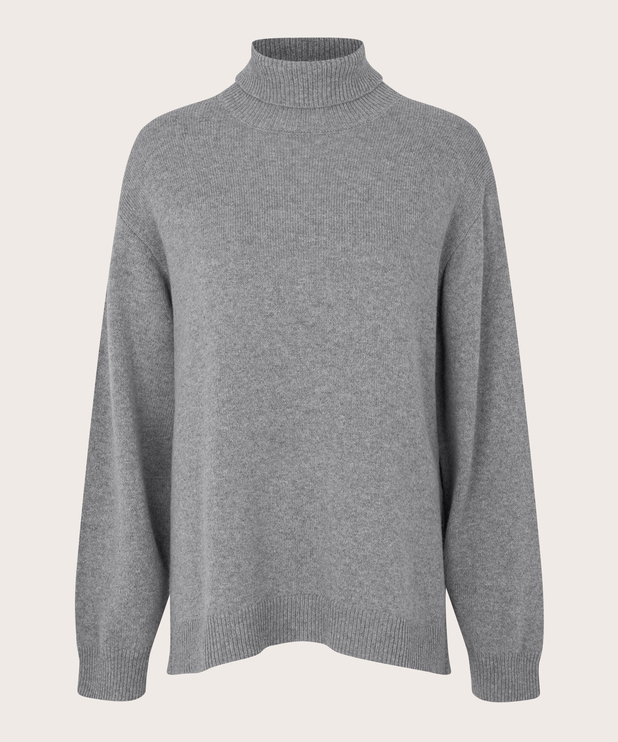 pull à col roulé avec fente latérale, M. Grey mel.