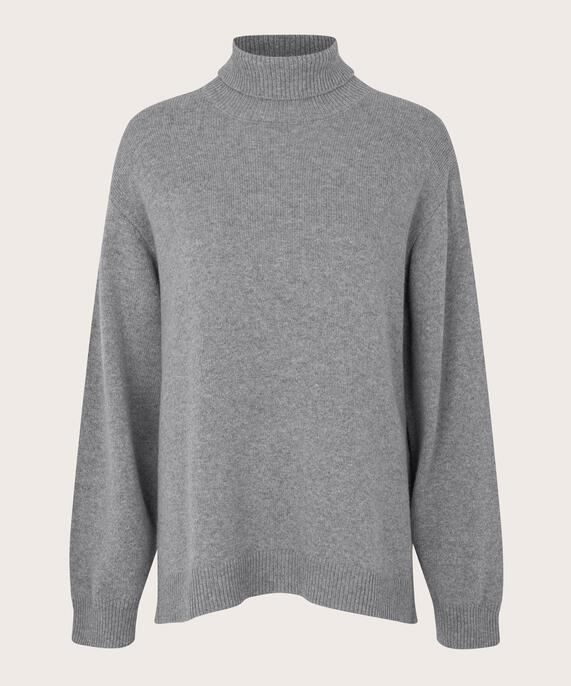 pull à col roulé avec fente latérale, M. Grey mel.