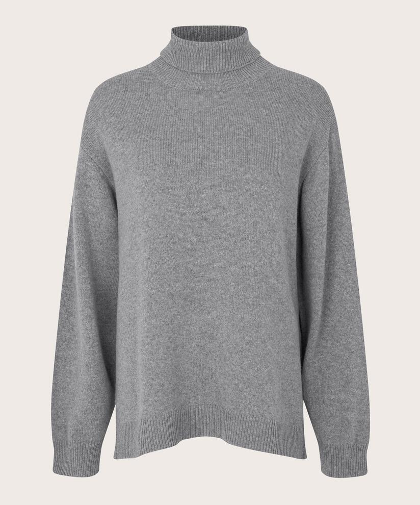 pull à col roulé avec fente latérale, M. Grey mel.