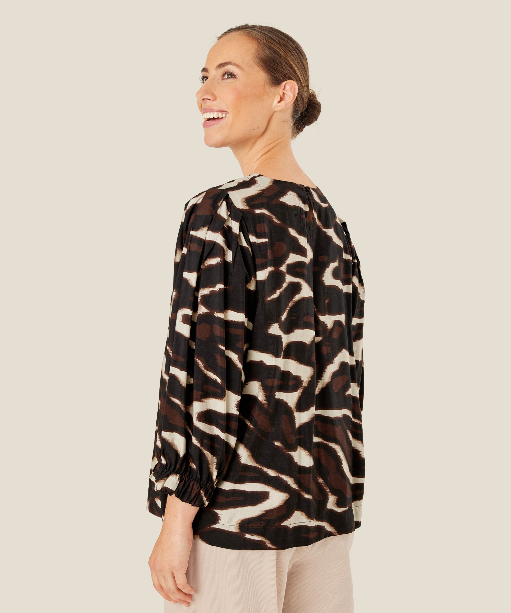 Blouse En Viscose À Col Rond, Coffee Bean