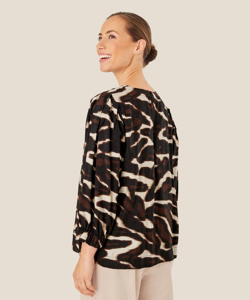 Blouse En Viscose À Col Rond, Coffee Bean