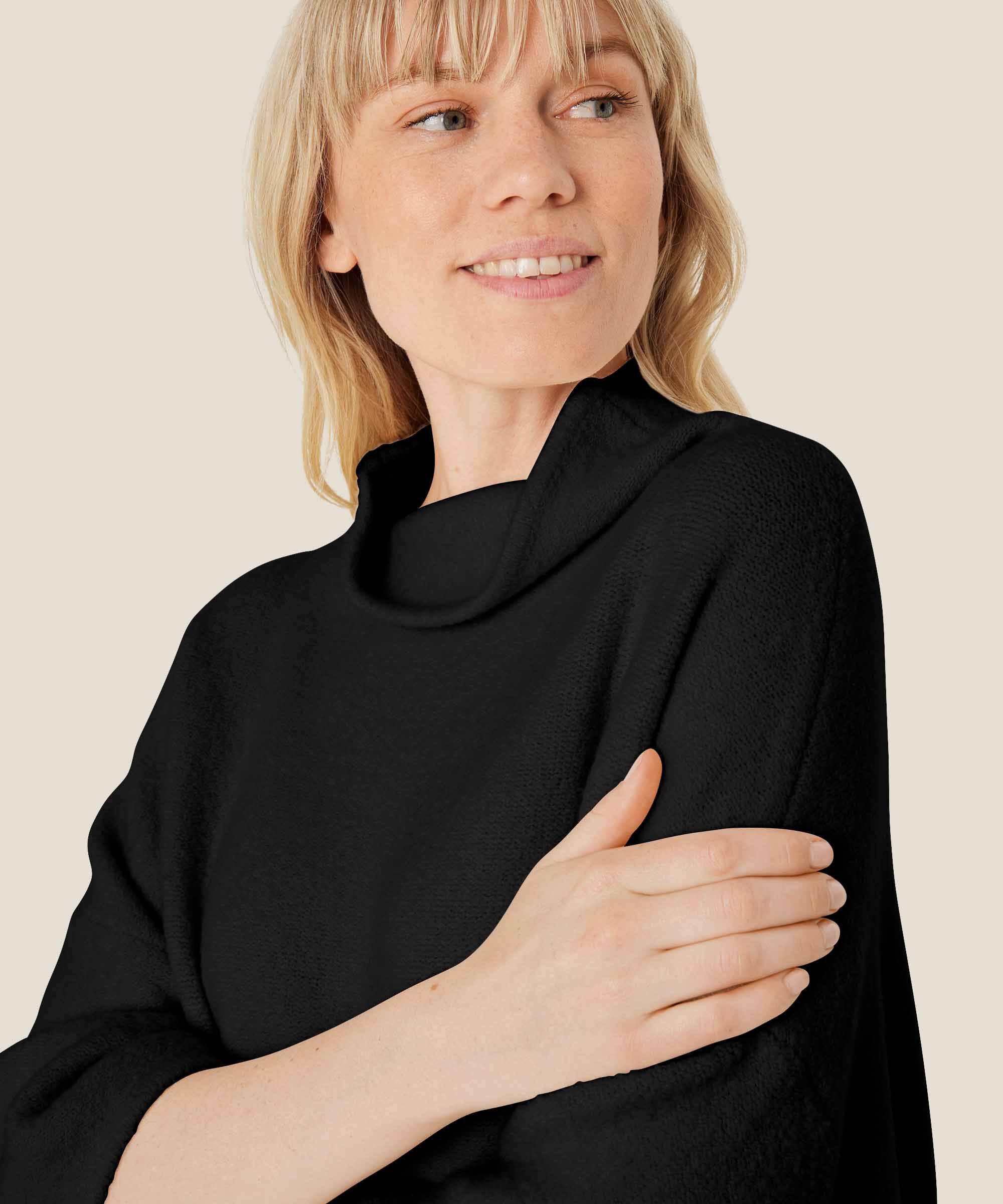 pull tricoté à manches larges, Black