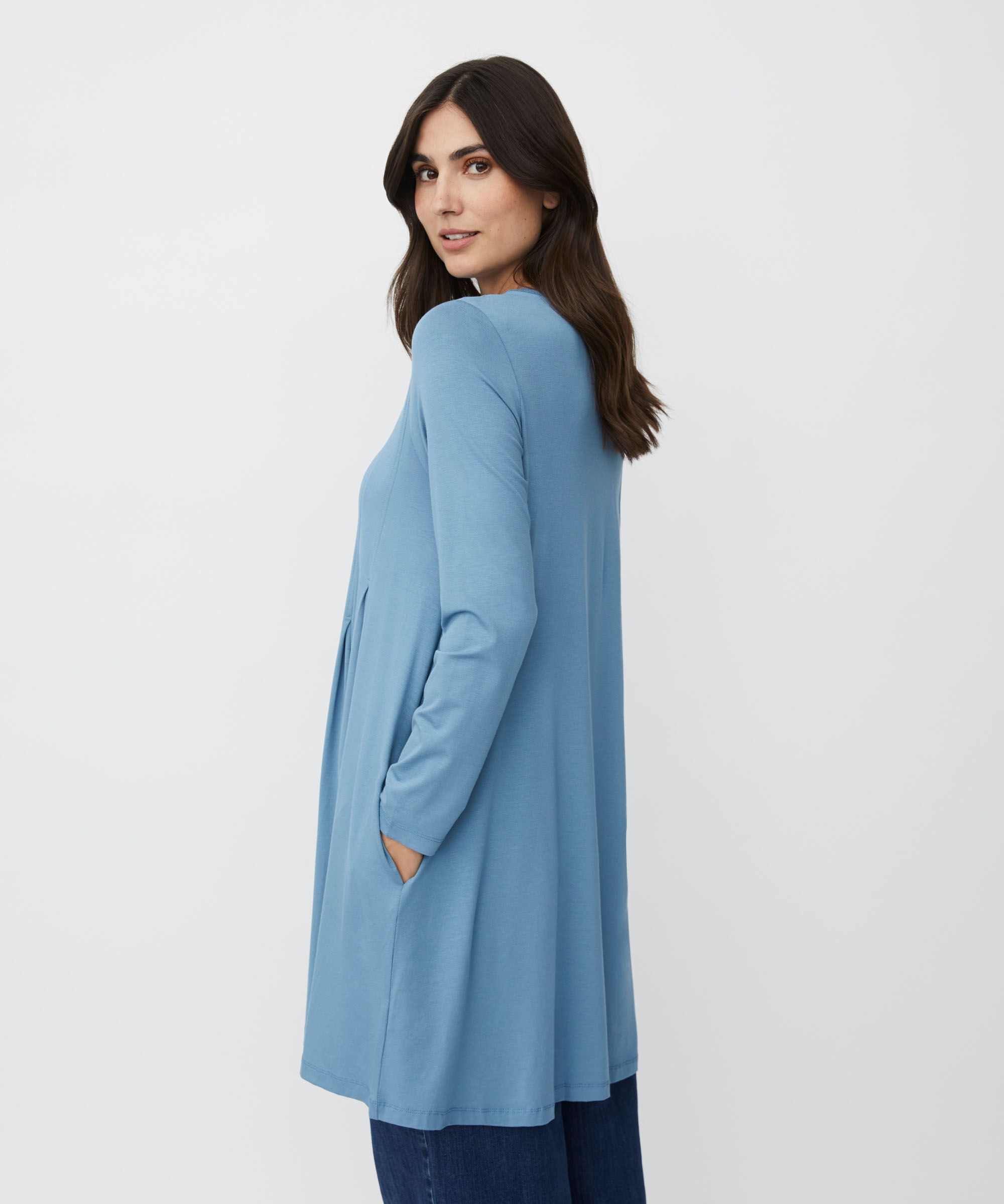tunique en jersey avec plis et poches fendues, Proven Blue