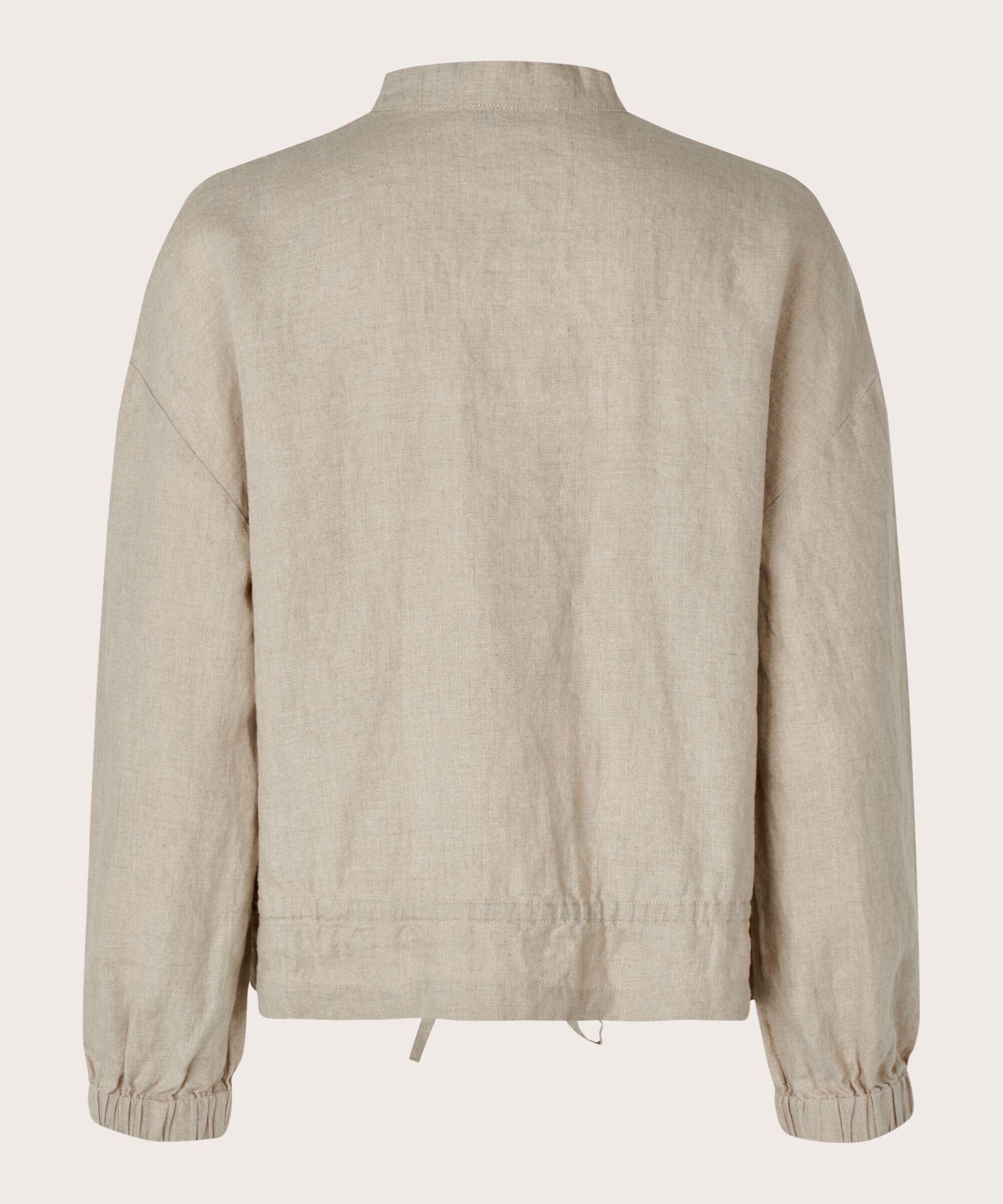 veste en lin avec lien à la taille, Natural