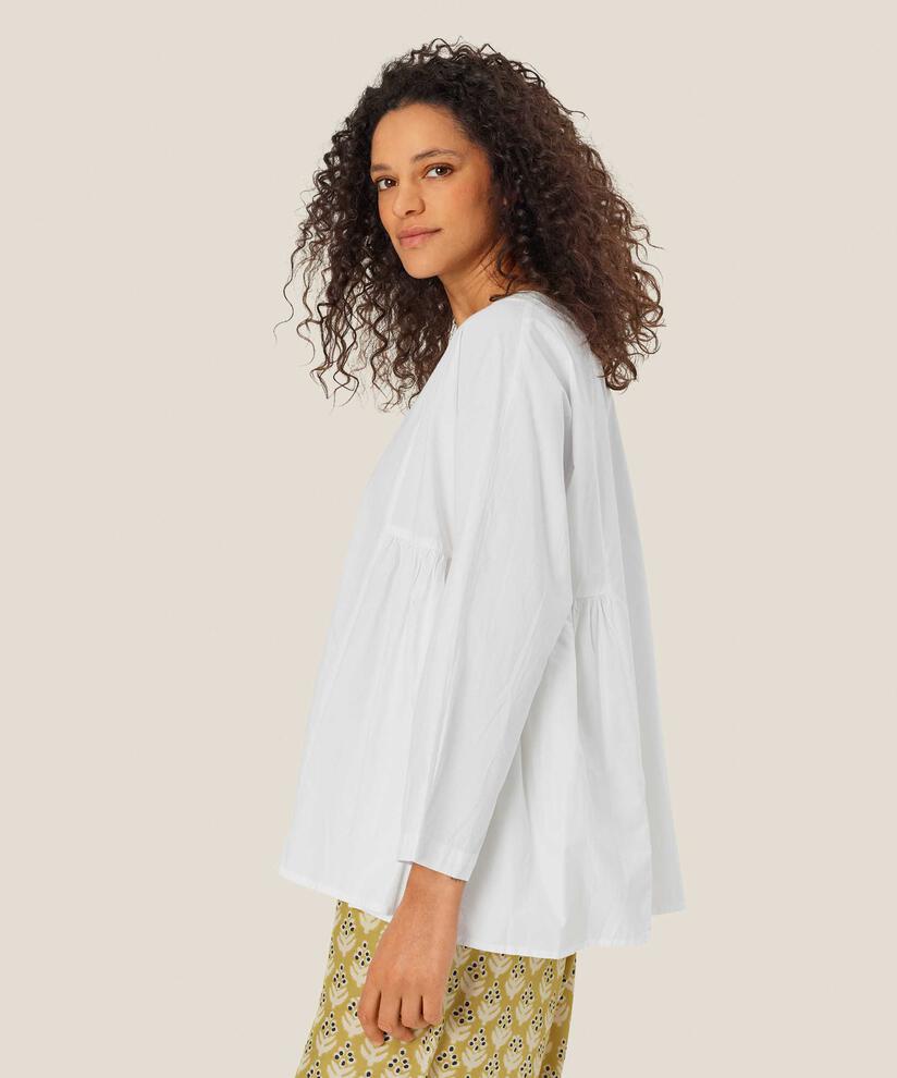 chemise en coton avec plis sur les côtés, White