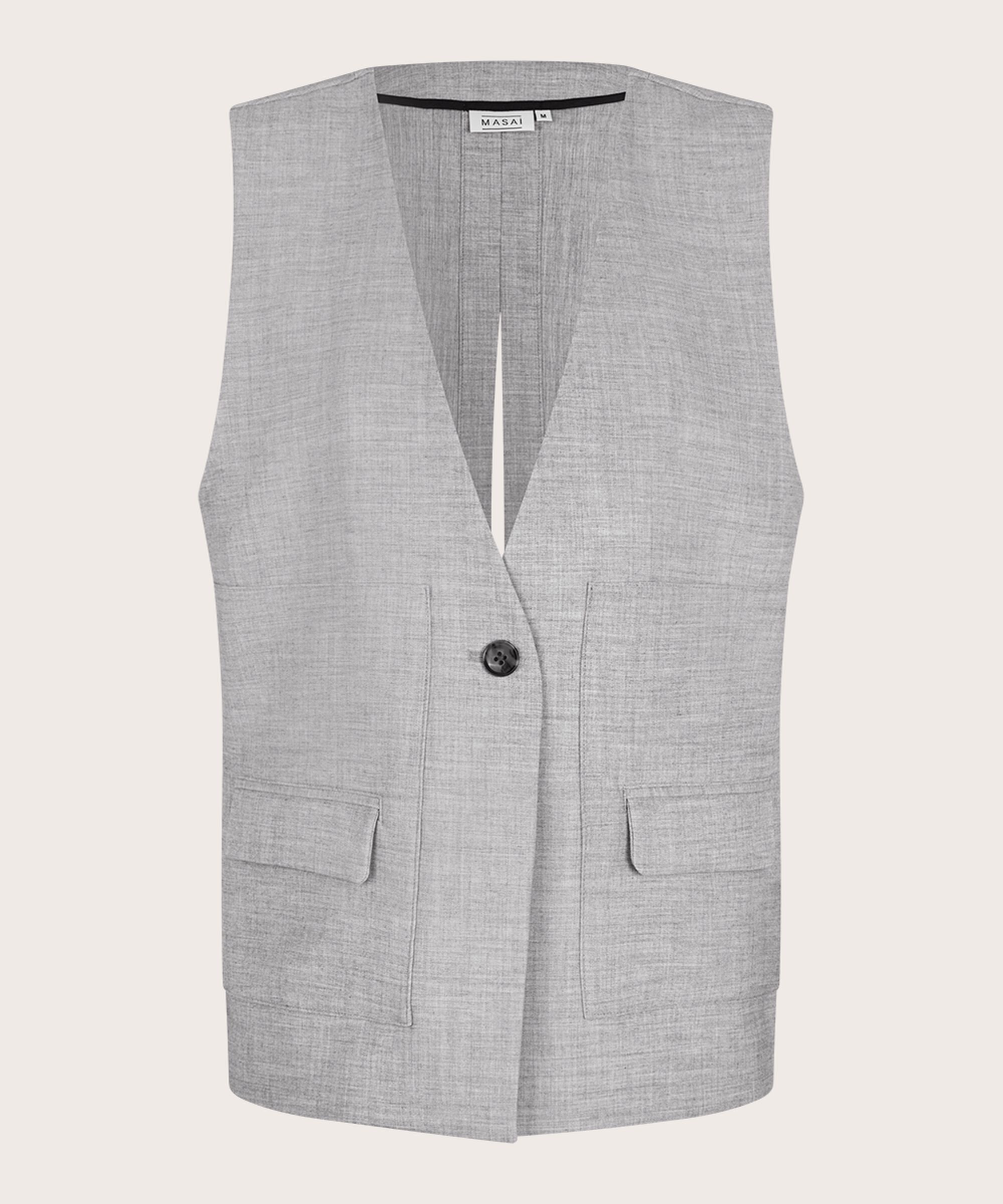 gilet avec dos ouvert et liens, L. Grey mel.