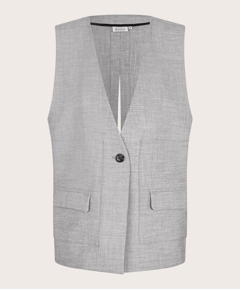 gilet avec dos ouvert et liens, L. Grey mel.