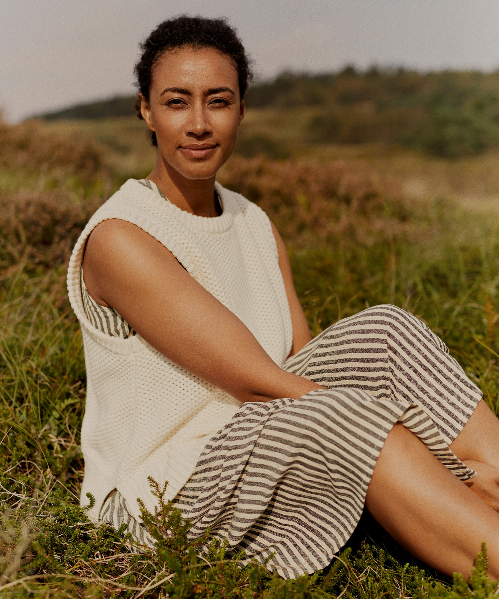 Gilet en coton tricoté avec motif troué, Jet Stream